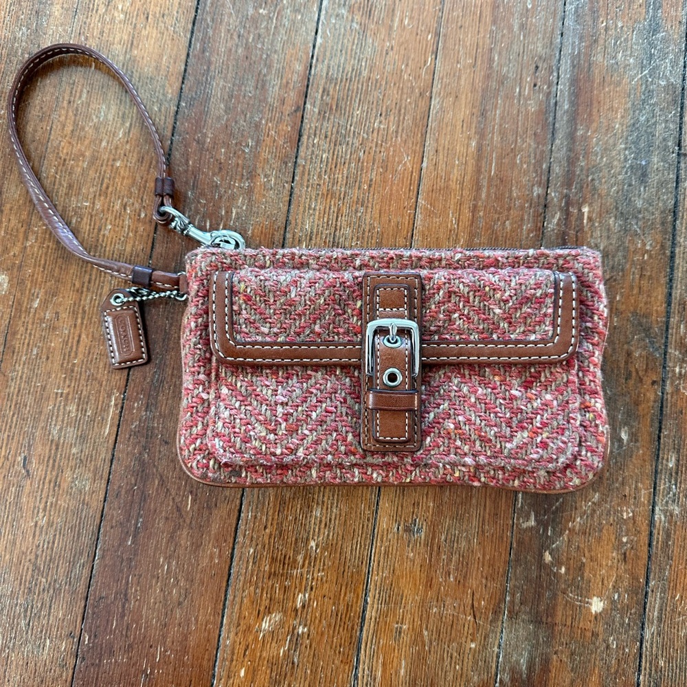 Coach Scaro Hampton Soho Herringbone Wool Tweed Wristlet